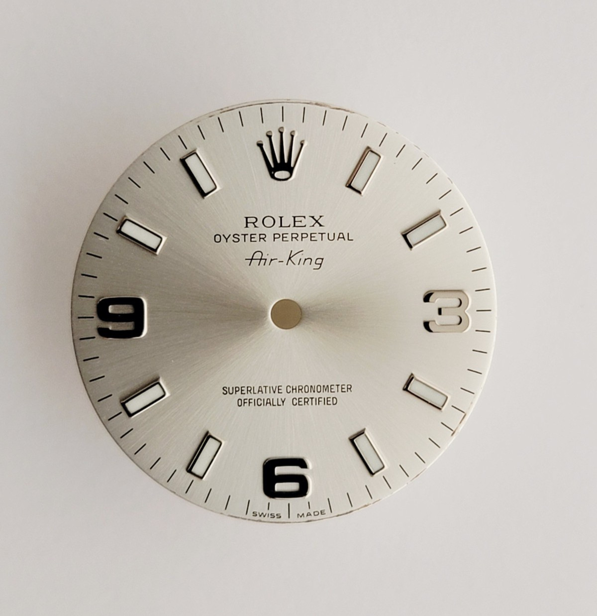 Genuine Factory Rolex Dial Silver Lum & Arabic Air-King 34mm 14000, 14200