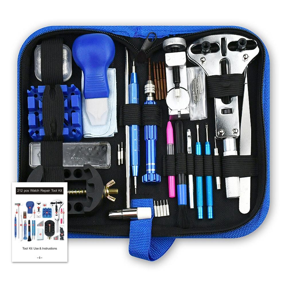 212pcs Watch Repair Tool Kit Pry Knife Opener Screwdriver Pin Hammer Set Pro