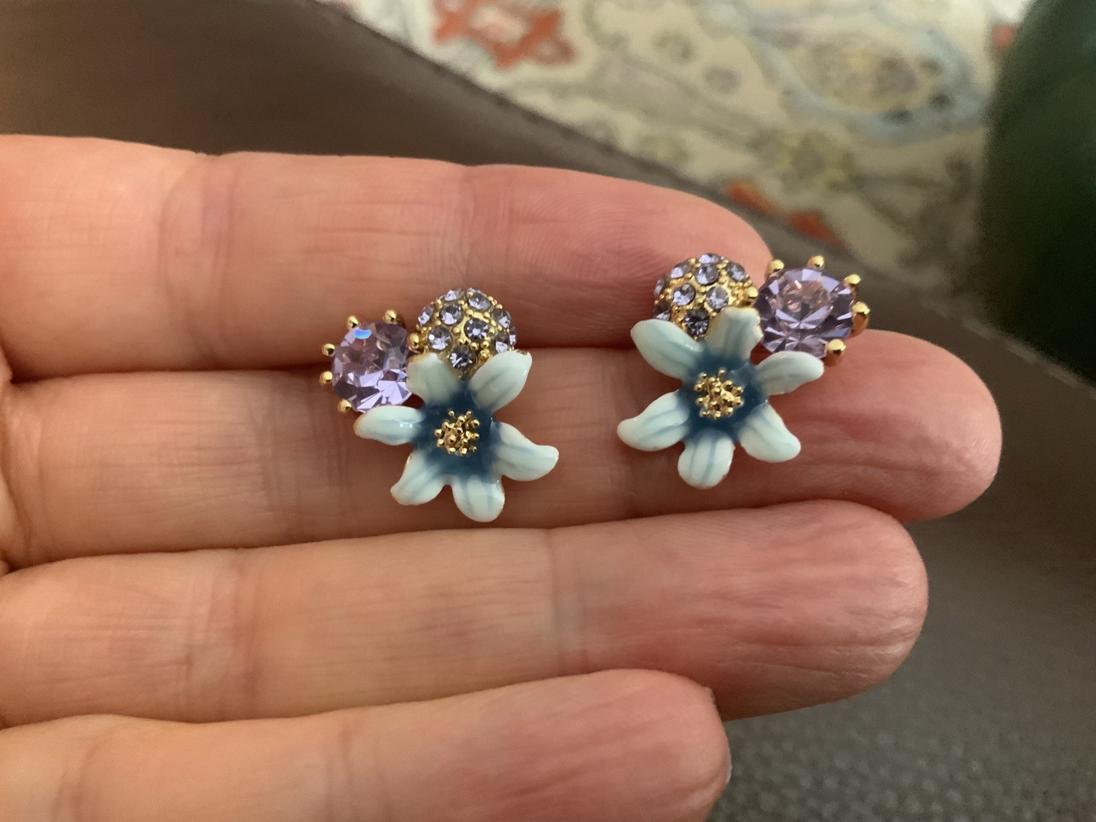 Flower Earrings Crystal Cottagecore Stud Cluster Gold Retro French Designer Y2K