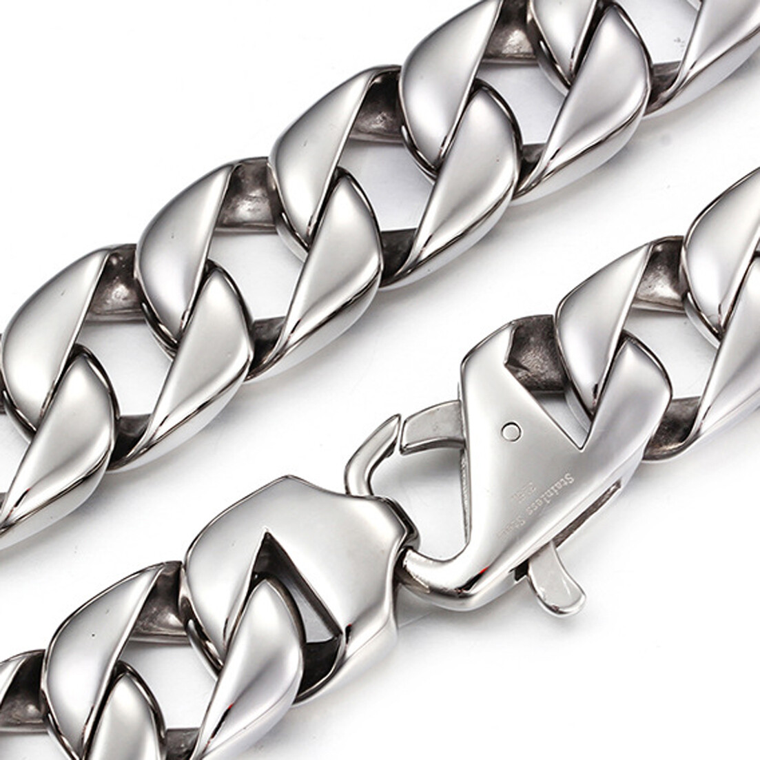 High Polished Mens Chain 316L Stainless Steel Curb Link Necklace Christmas Gift