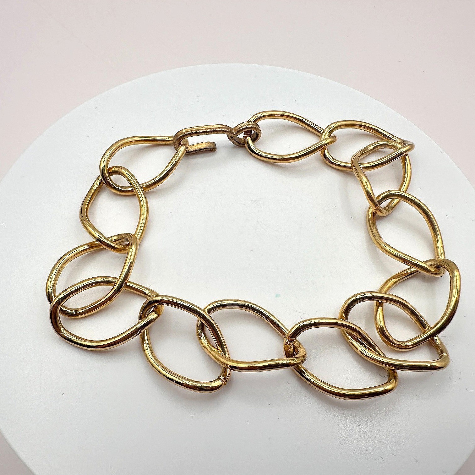 Vintage Y2K Gold Tone Organic Link Bracelet Retro Women’s Classic Jewelry