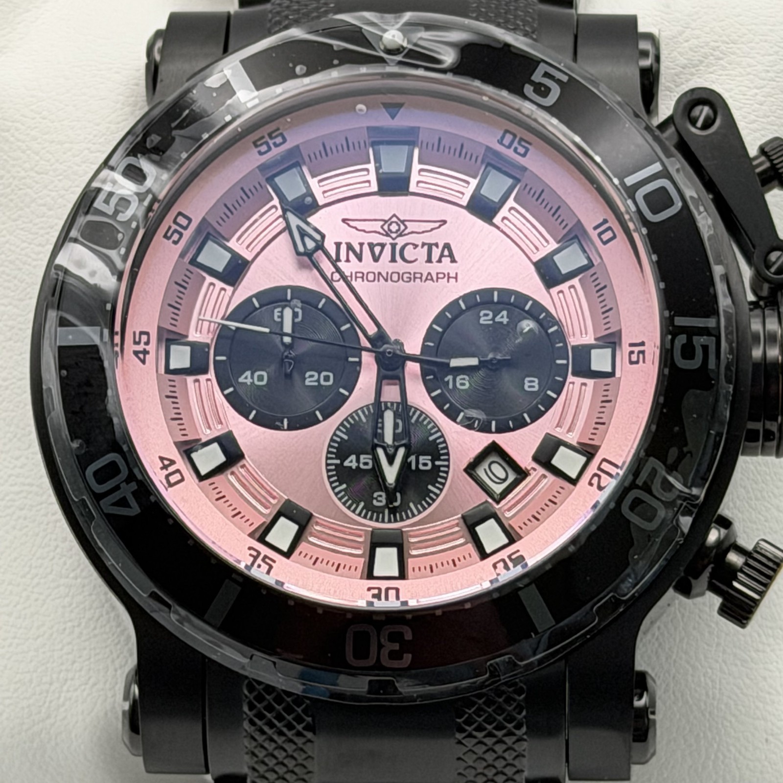 Invicta 49228 Coalition Forces Night Hawk Men Watch 52mm Chrono Pink Dial SS New