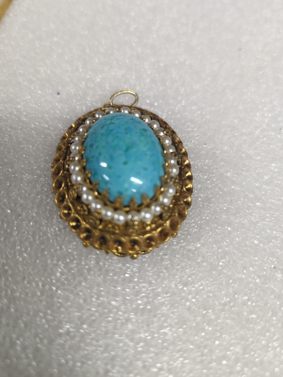 Statement Pendant Light Blue Turquoise Colored Stone(Unknown Stone)