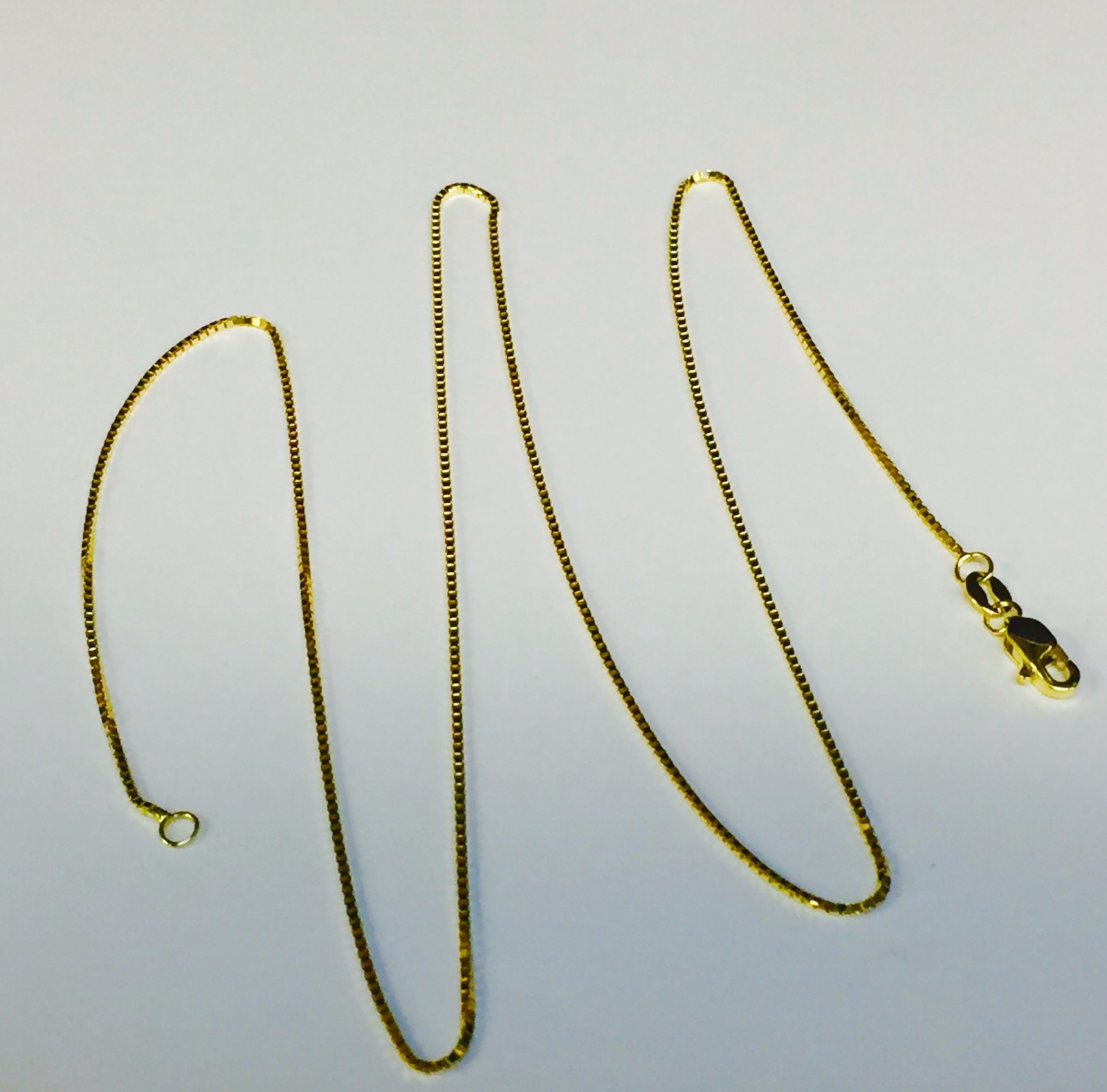 14k Yellow Gold 13″ Classic Box Link Pendant Baby Chain/Necklace 0.8MM 1.4 Grams