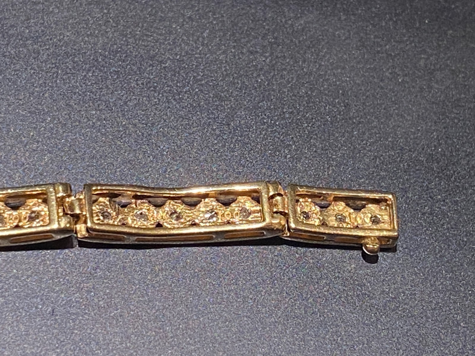 10k Yellow Gold & Diamond Station Link Bracelet Prong Set 4.5mm 7.5″ 8.45g