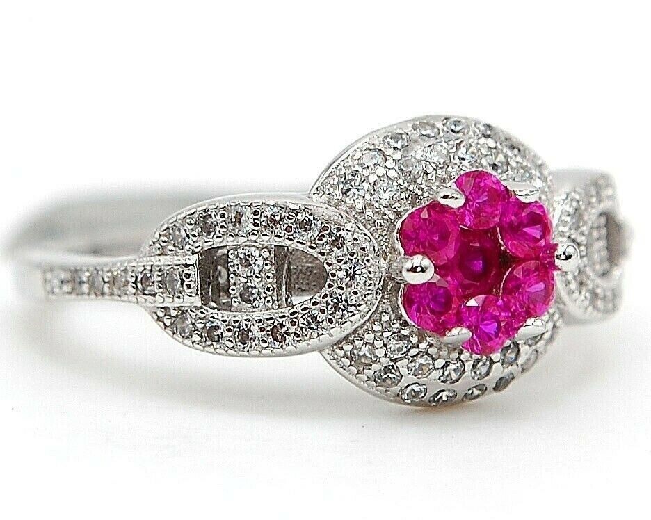 2CT Heat Treated Rubellite Tourmaline 925 Solid Sterling Silver Ring Sz 6 UB3-8