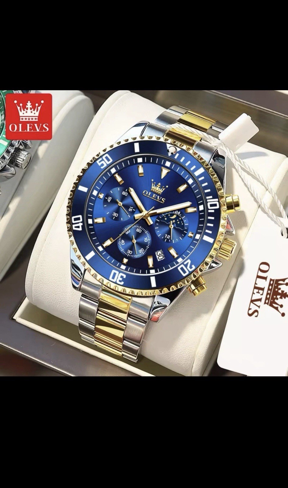 OLEVS Men’s Luxury Quartz Chronograph Diver Watch 30M Waterproof Stainless