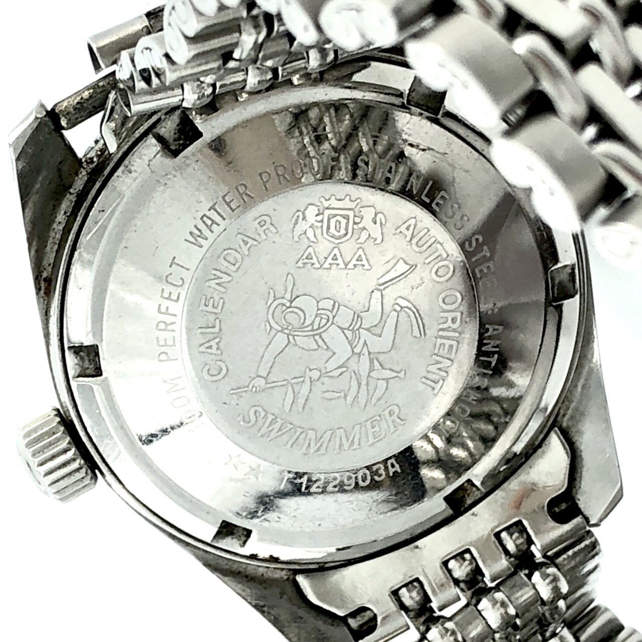 ORIENT CALENDAR AAA SWIMMER Automatic 21 Jewels Silver Dial Date Wristｗatch