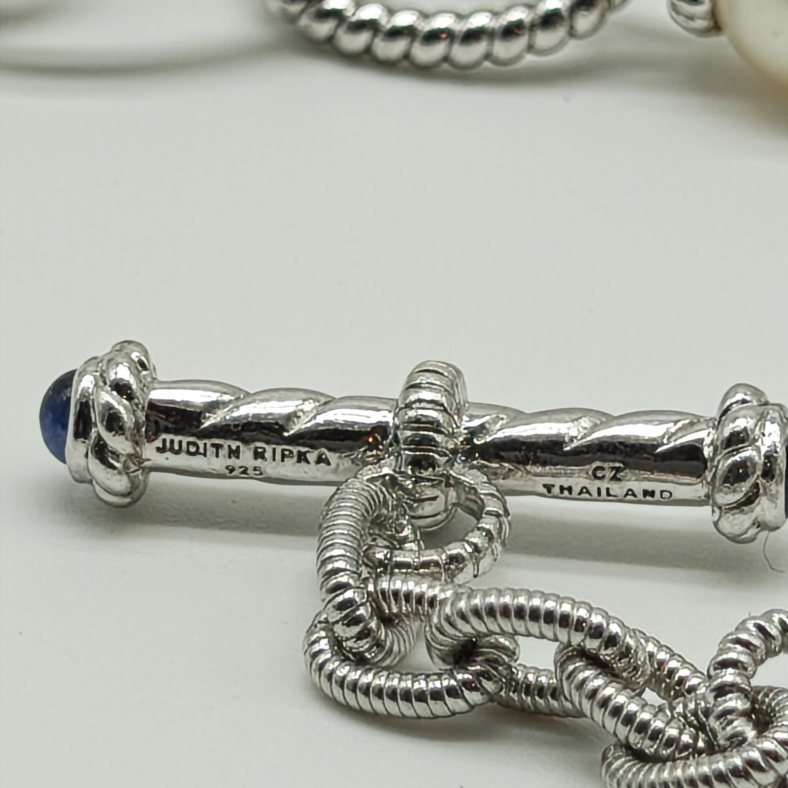 QVC Judith Ripka Sterling Silver 925 Pearl & CZ Station Bracelet 8.25″
