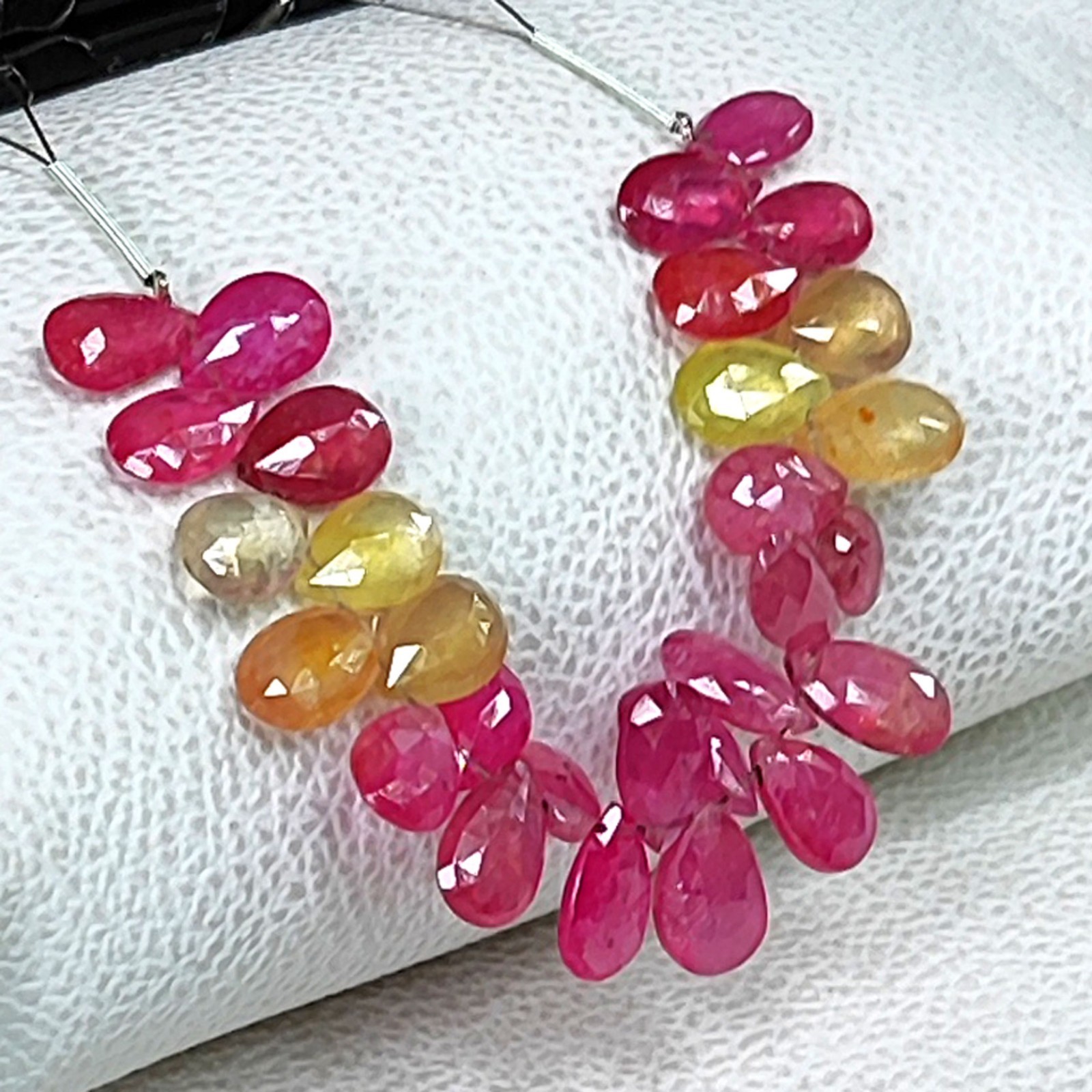 Sri Lanka Multi Sapphire 9×6-10x7mm Faceted Pear Shape Beads 4″ Strand Gemstone