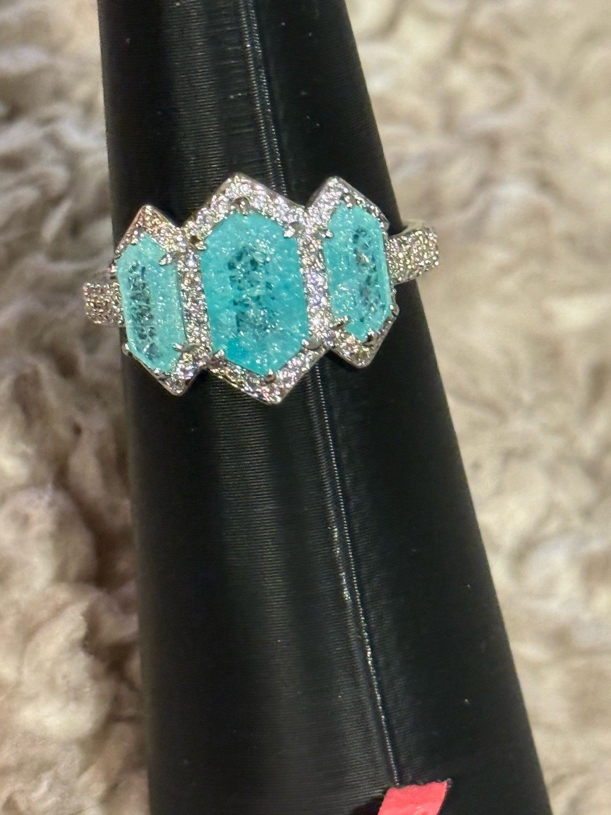 Bomb Party OG Ring-Delicately Decadent-Size 9 Ice Crystal-Rhodium-RG34723