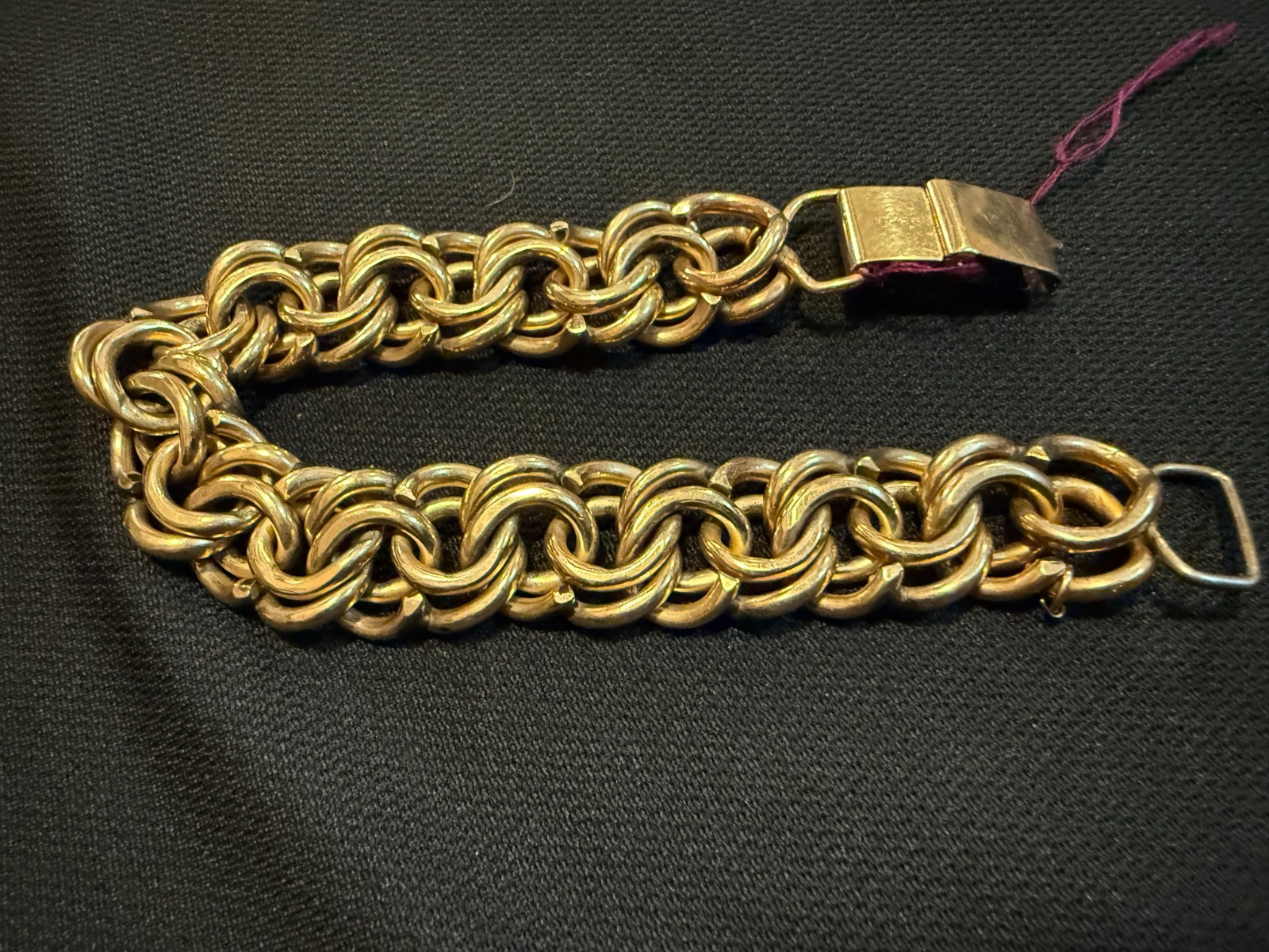 Vintage 1/20 12K 52G Gold Filled Double Spiral Link Charm Bracelet Heavy Chain