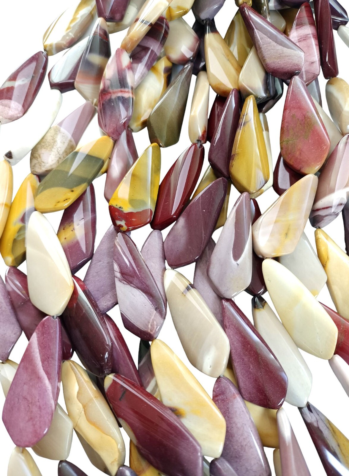 Moukaite Jasper 44x18mm Twist Kite Beads 15″ Strand / 9 Beads Mookaite Australia