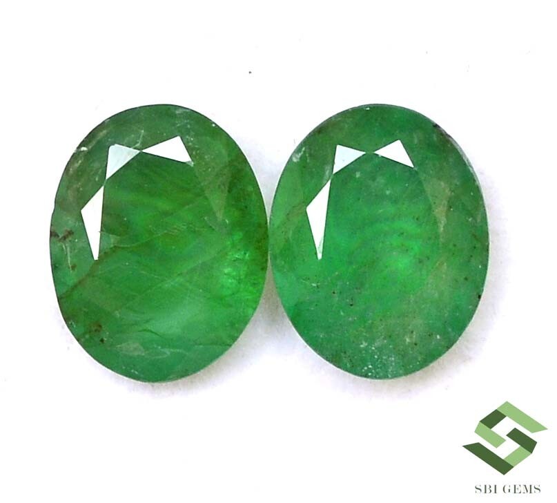 10×8 mm Certified Natural Emerald Oval Cut Pair 4.77 CTS Untreated Loose Gems