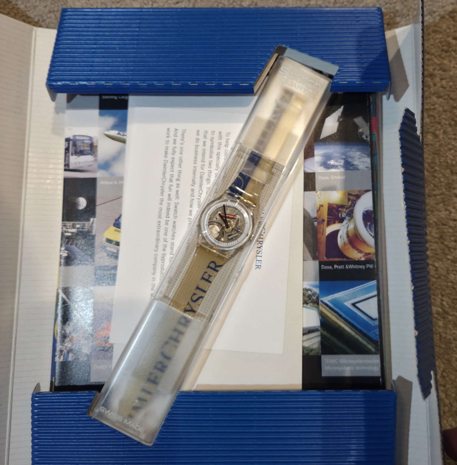 1998 DaimlerChrysler Swatch Watch Day One Employee Gift Set GZ157 NOS Unopened
