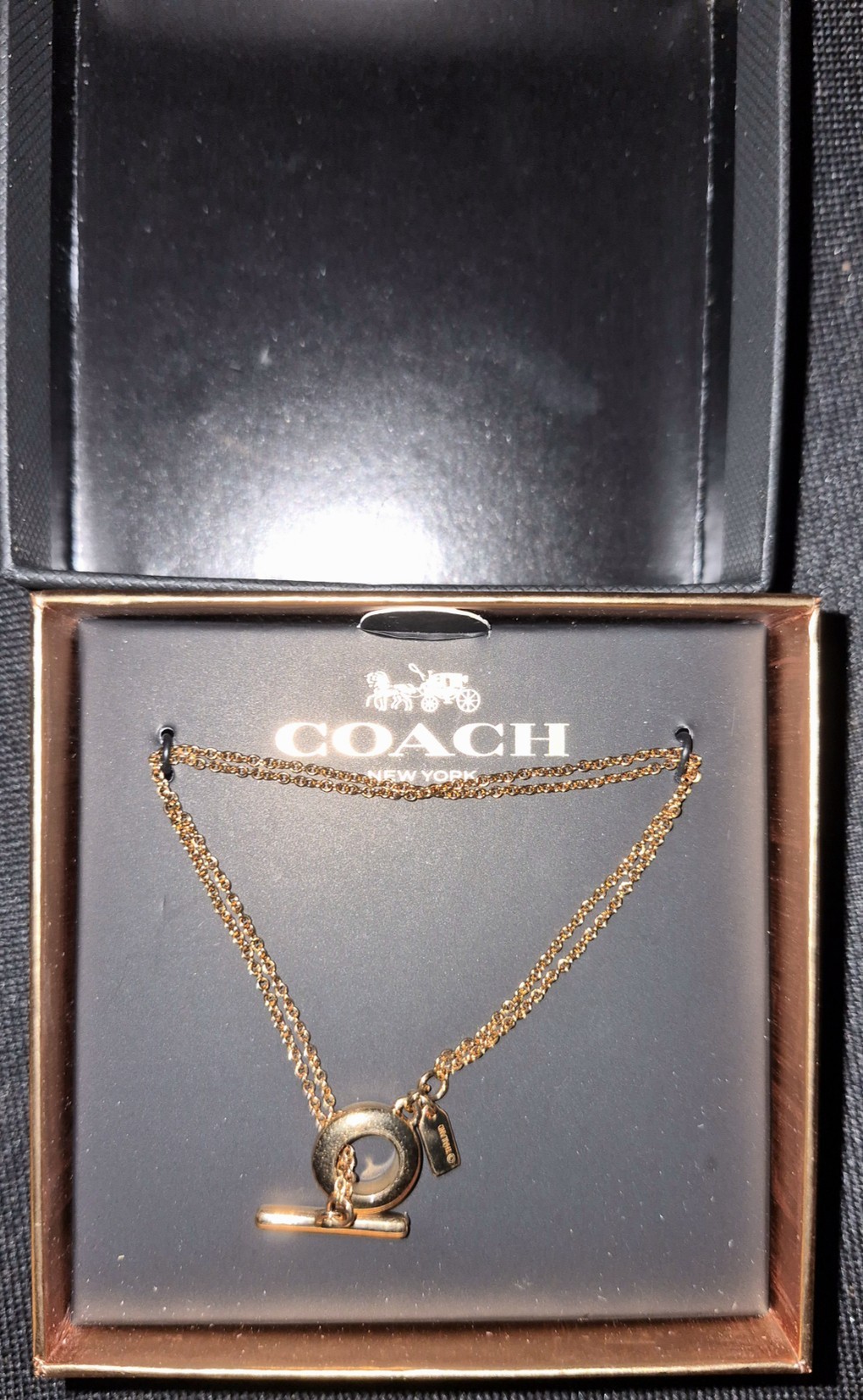 Coach Gold Tone Metal Chain Necklace with Toggle Clasp
