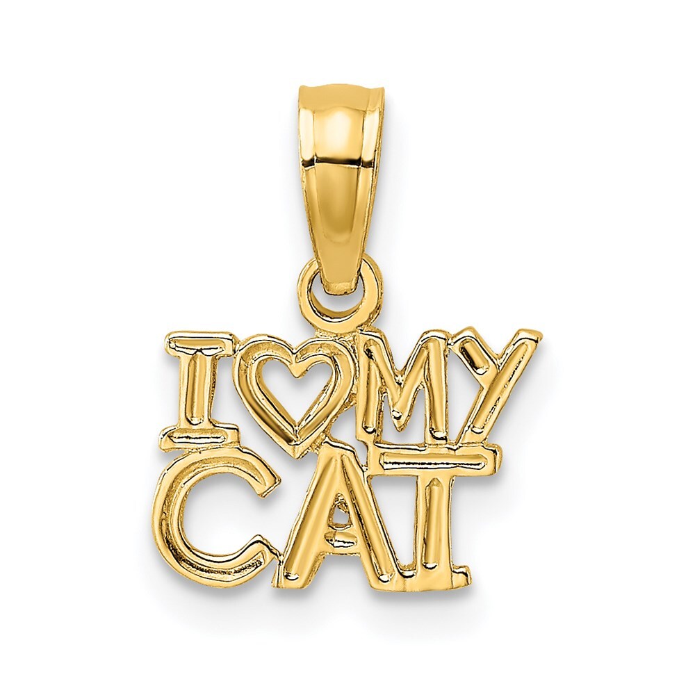 14k Yellow Gold I HEART MY CAT Charm Pendant 0.47gm L-0.44 in,W-0.4 in
