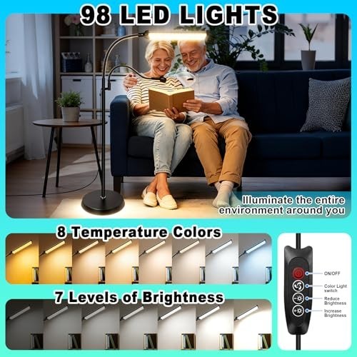 Floor Magnifying Glass with Light 10X 30X 98 LED Adjustable Gooseneck Stand USB