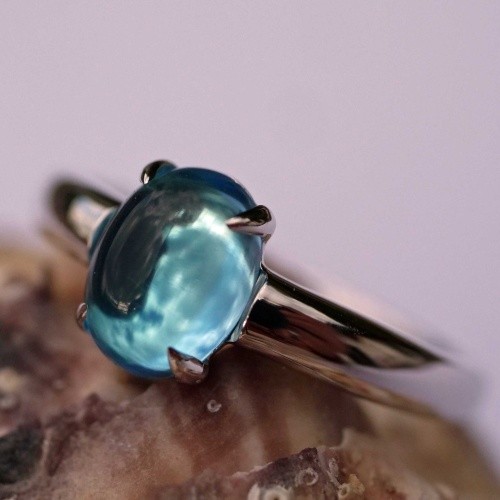 Blue Topaz Ring 750 White Gold Ocean Blue…Sweet Temptation…Made in Italy…