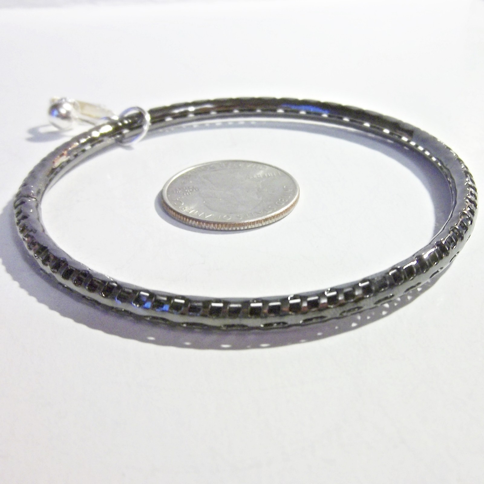 CLIP ON 3 in Dark Gray XLarge Big Hoop Fashion Non- Pierced Fashion Earrings J4
