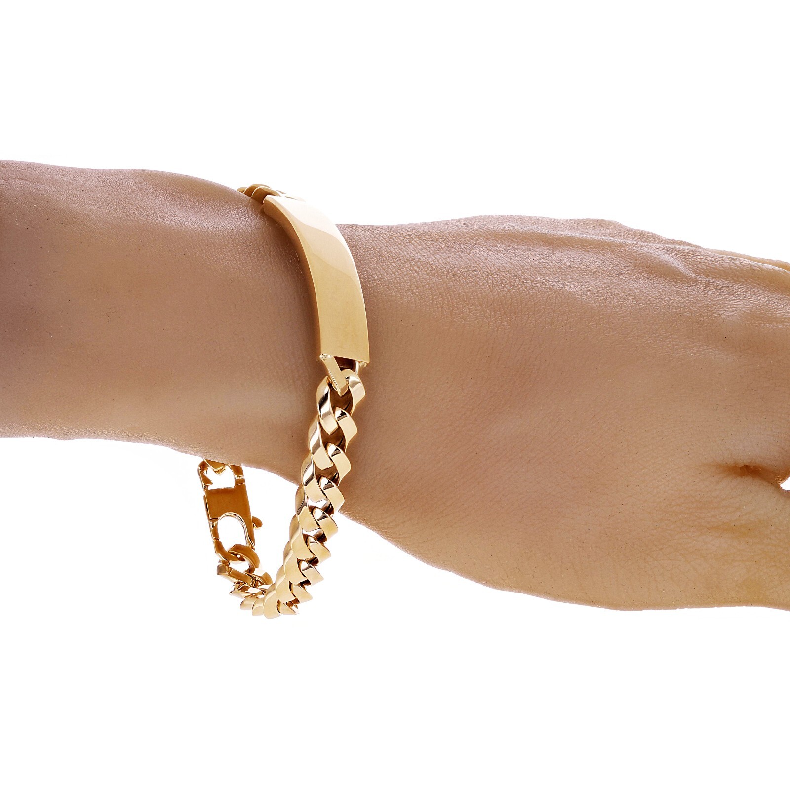 Italian 14k Yellow Gold Hollow Miami Cuban Link ID Bracelet 8.5″ 8.9mm 14.5 gram