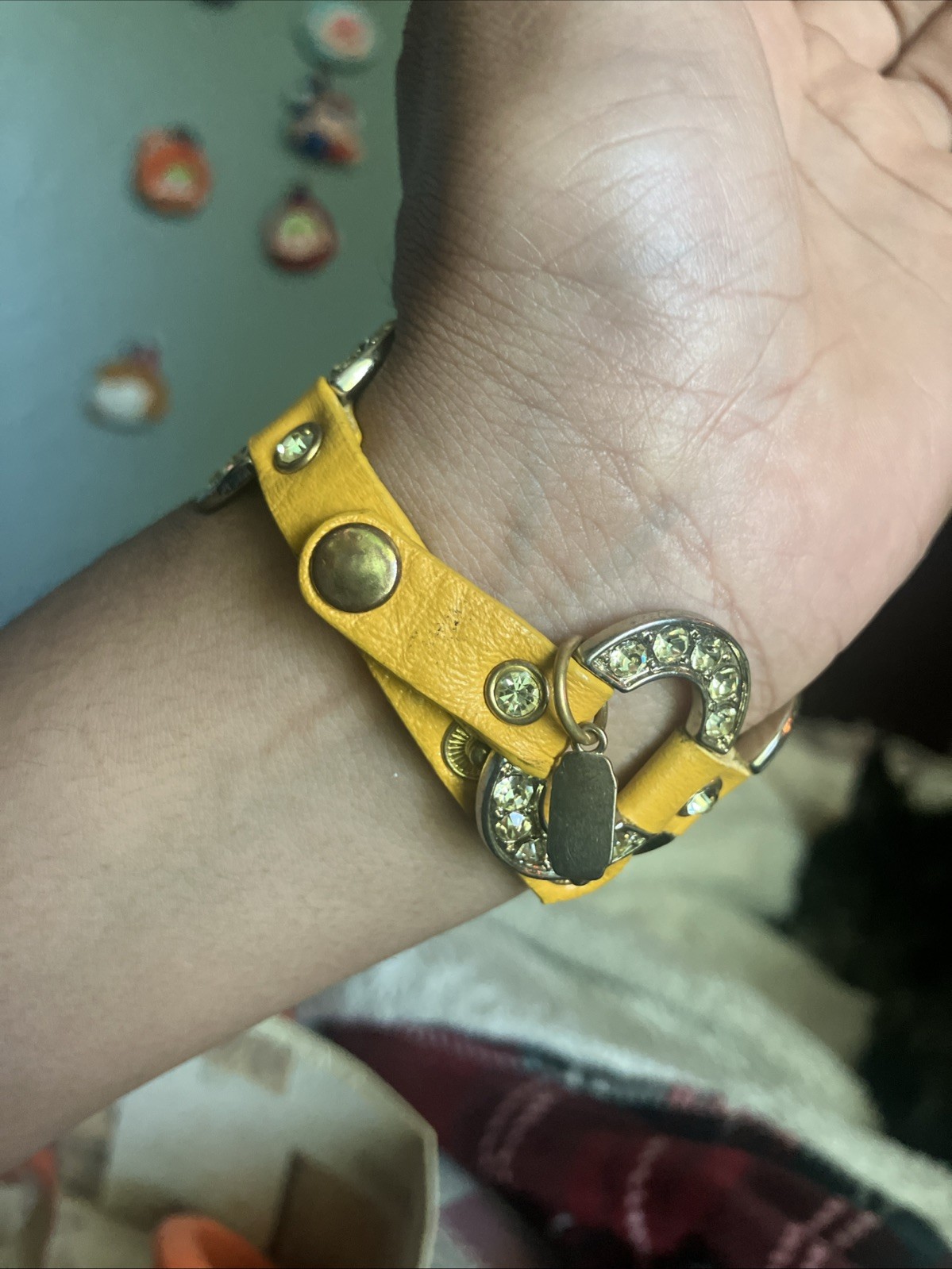Natasha Leather Gemstone Mustard Yellow bracelet