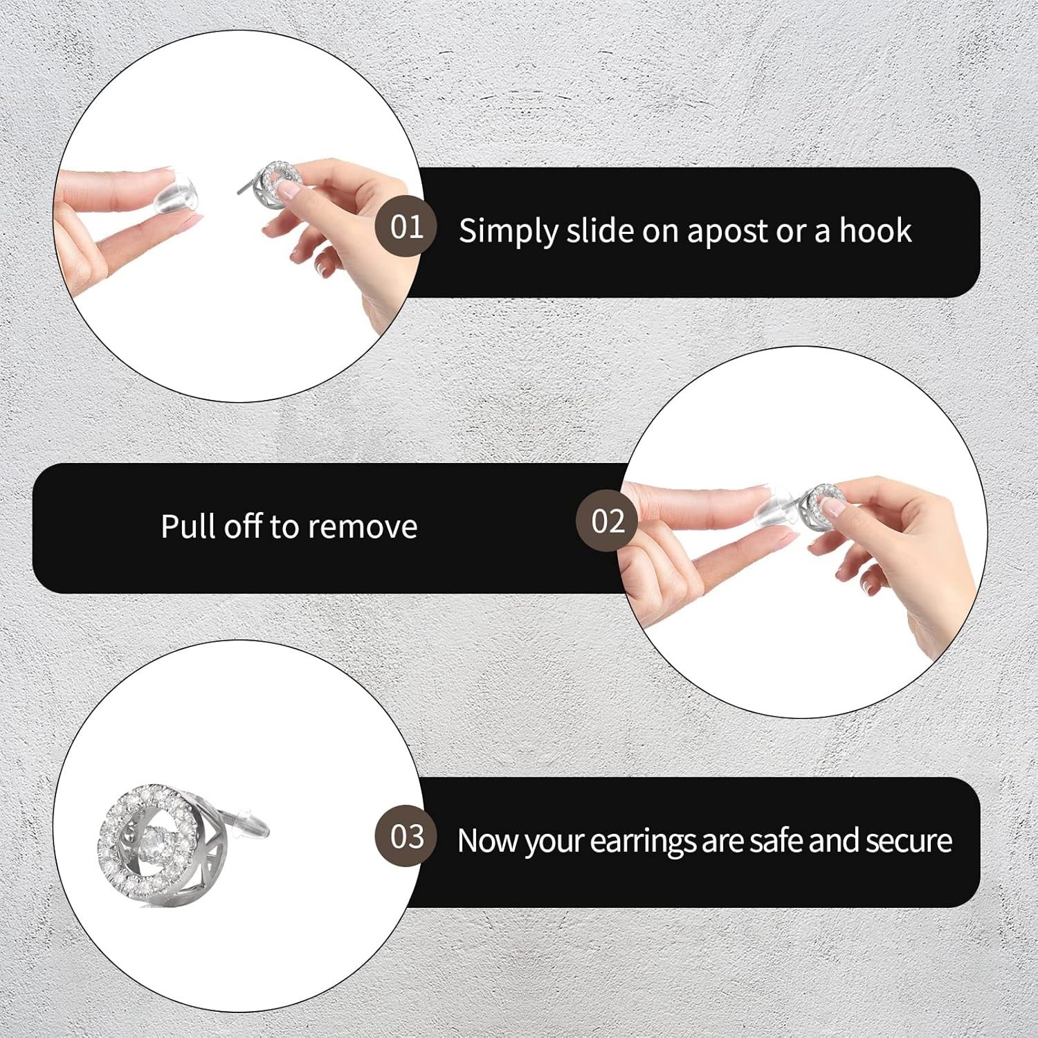 600 Pcs Hypoallergenic Silicone Earring Backs, Soft and Lightweight in 6 Styles