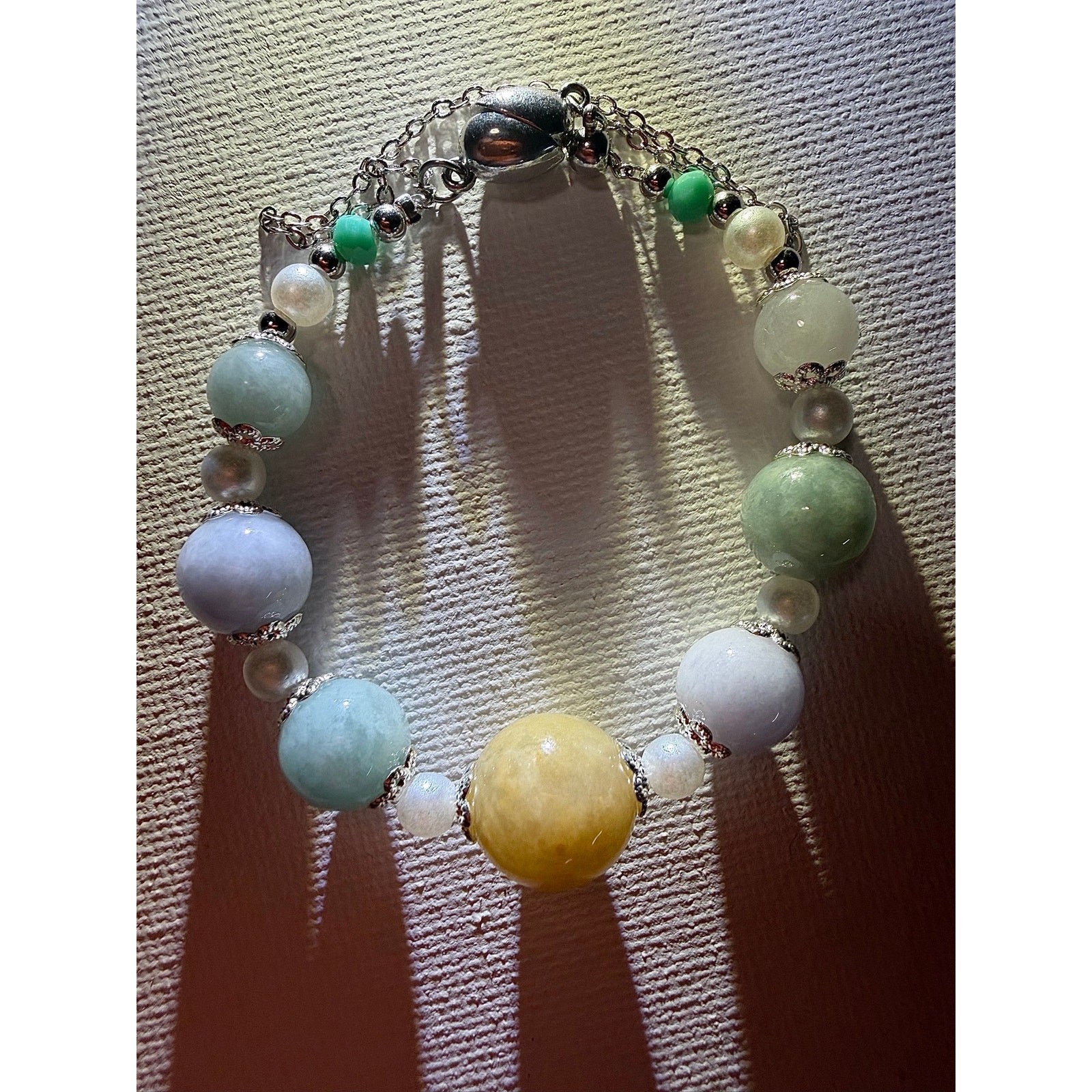 Certified Type A Jadeite Bracelet Natural Burmese Jade Multicolor w/ Certificate