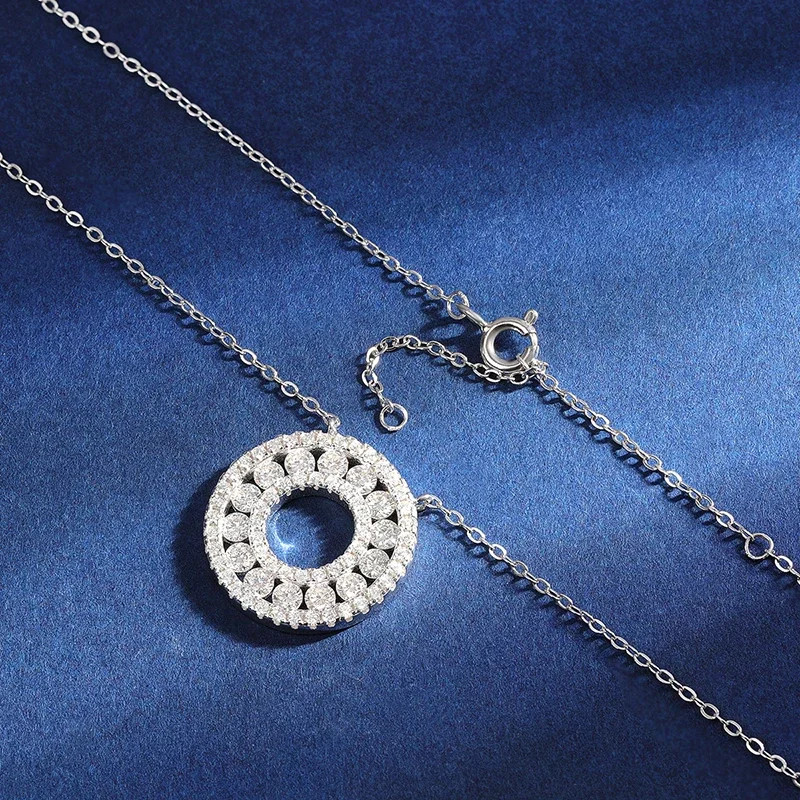 D Color Double Circle GRA Moissanite Necklace S925 Silver for Party Jewelry