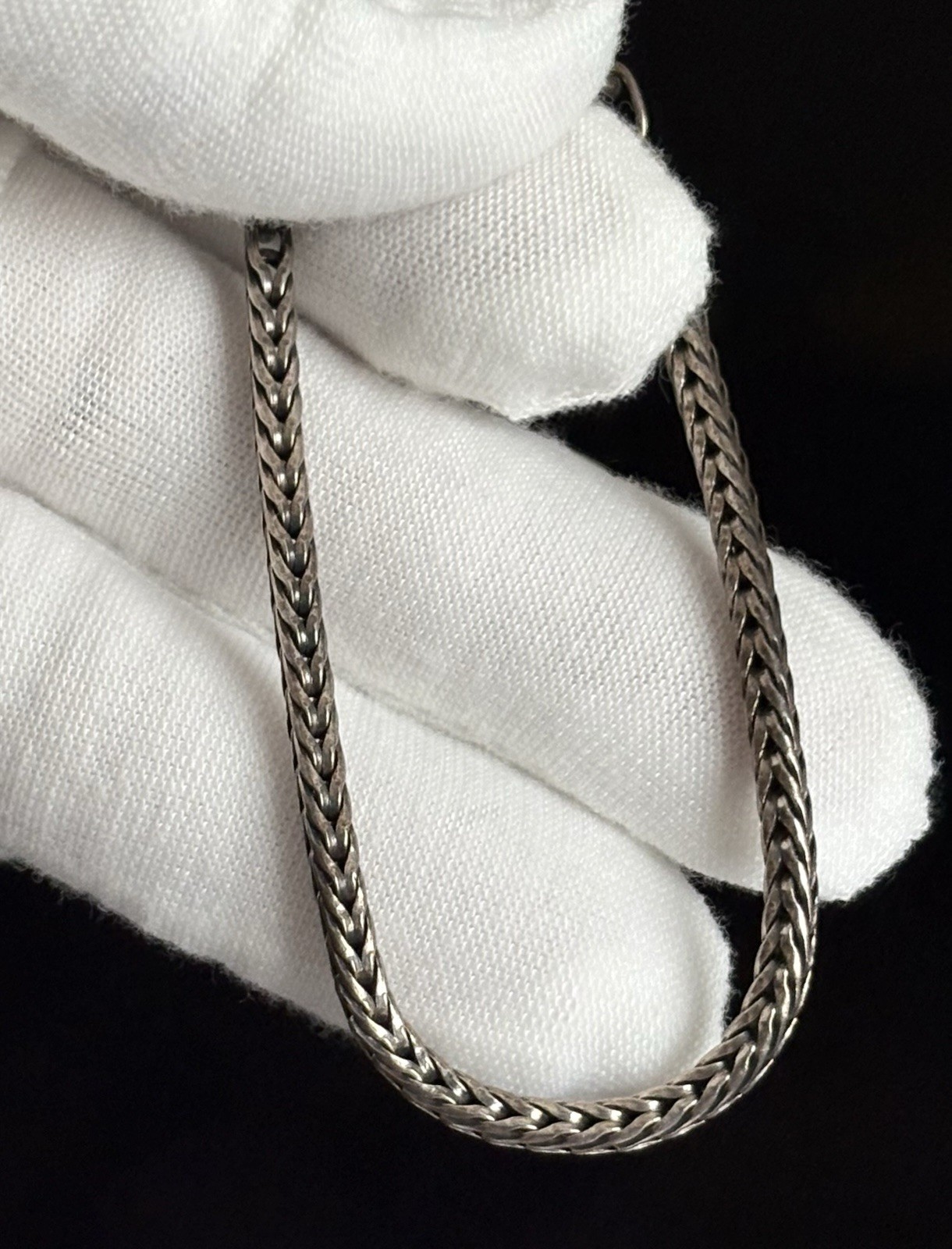 Vintage 925 Sterling Silver Foxtail Spiga Chain Link Bracelet 7” 3mm wide