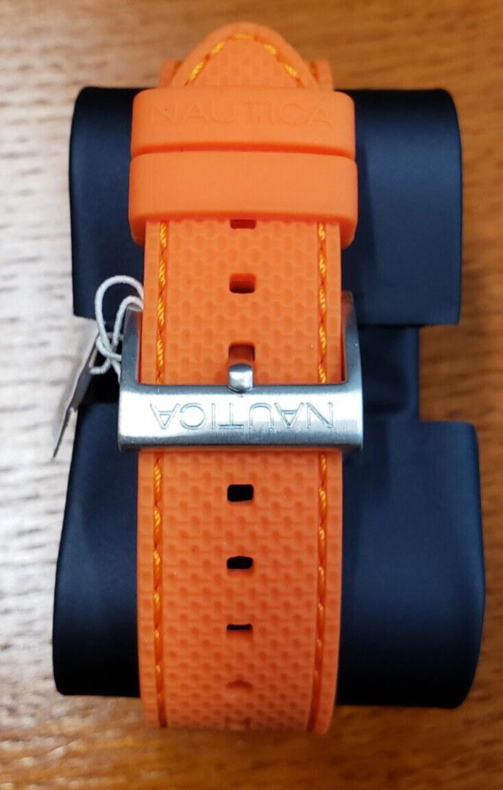 Nautica NCS 16 Orange Rubber Strap Honey Comb Style Dial Men’s Watch NAD12519G