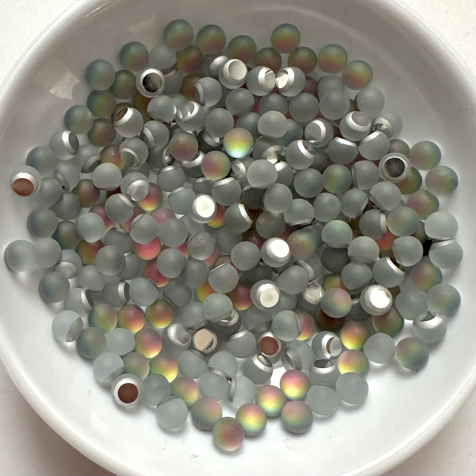 24 Vintage 4mm Frosted Vitrail Medium 3/4 Ball Stone/ Cabochon Smooth Top #34B43