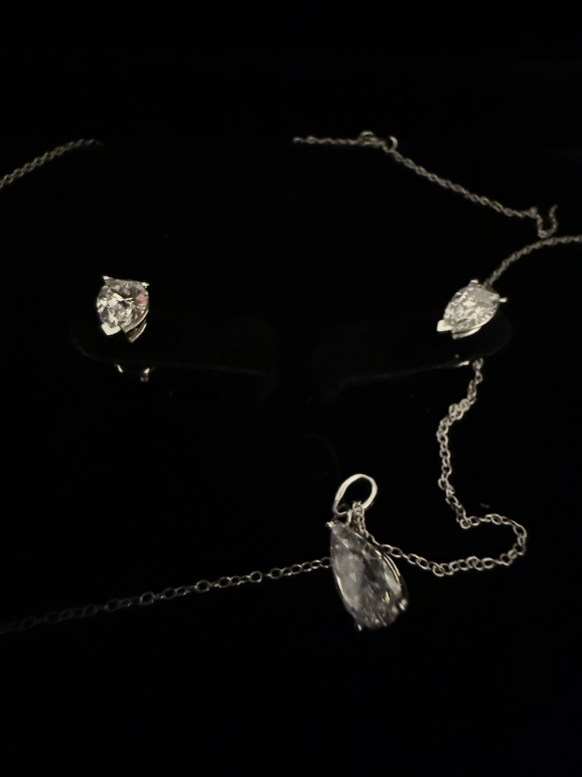 Real Diamond Earrings And Lab Diamond Earrings With Necklace