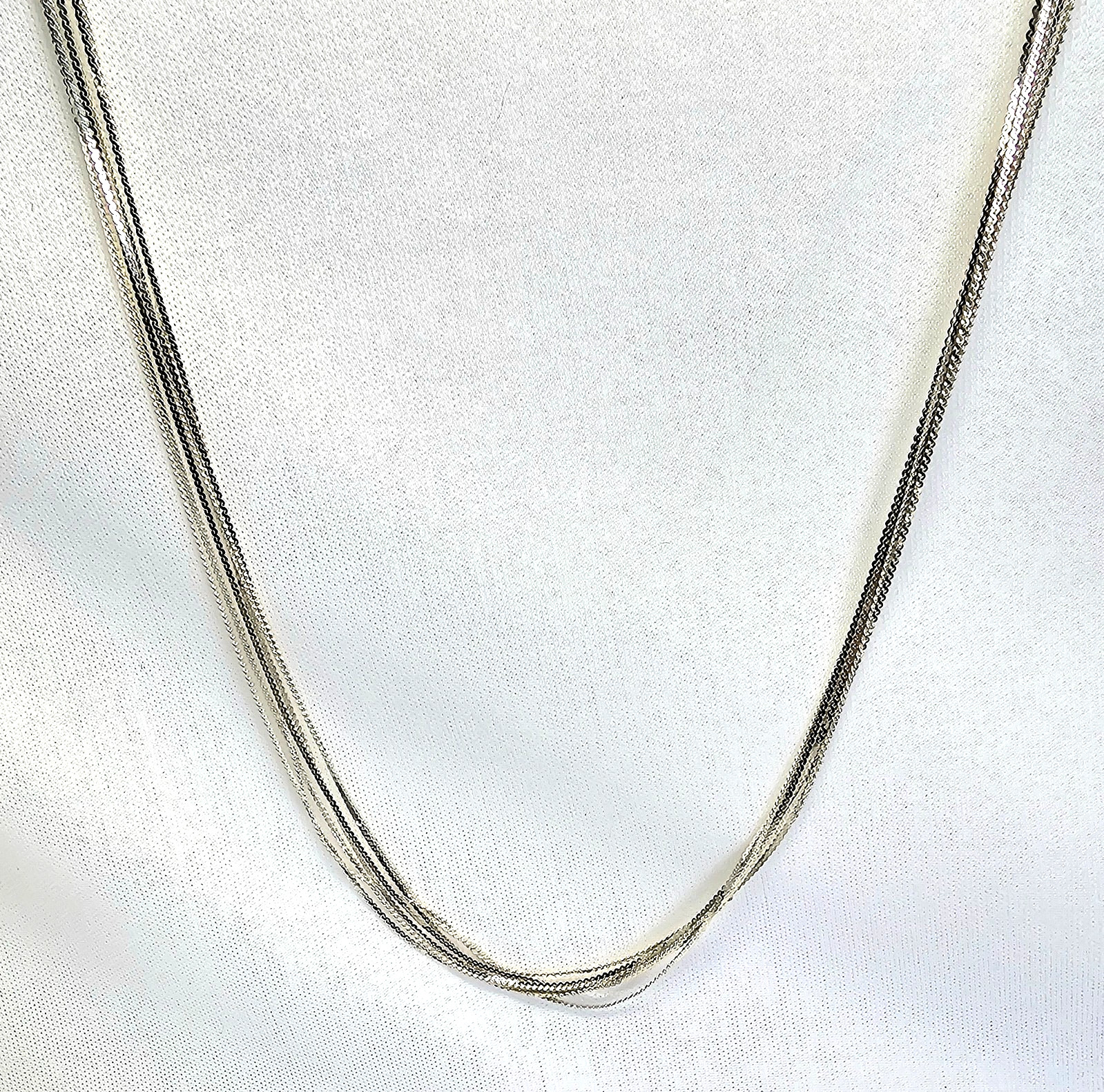Sterling Silver Necklace Multi 7 Strand Chain Necklace 30″ L 12.2 Grams Jewelry
