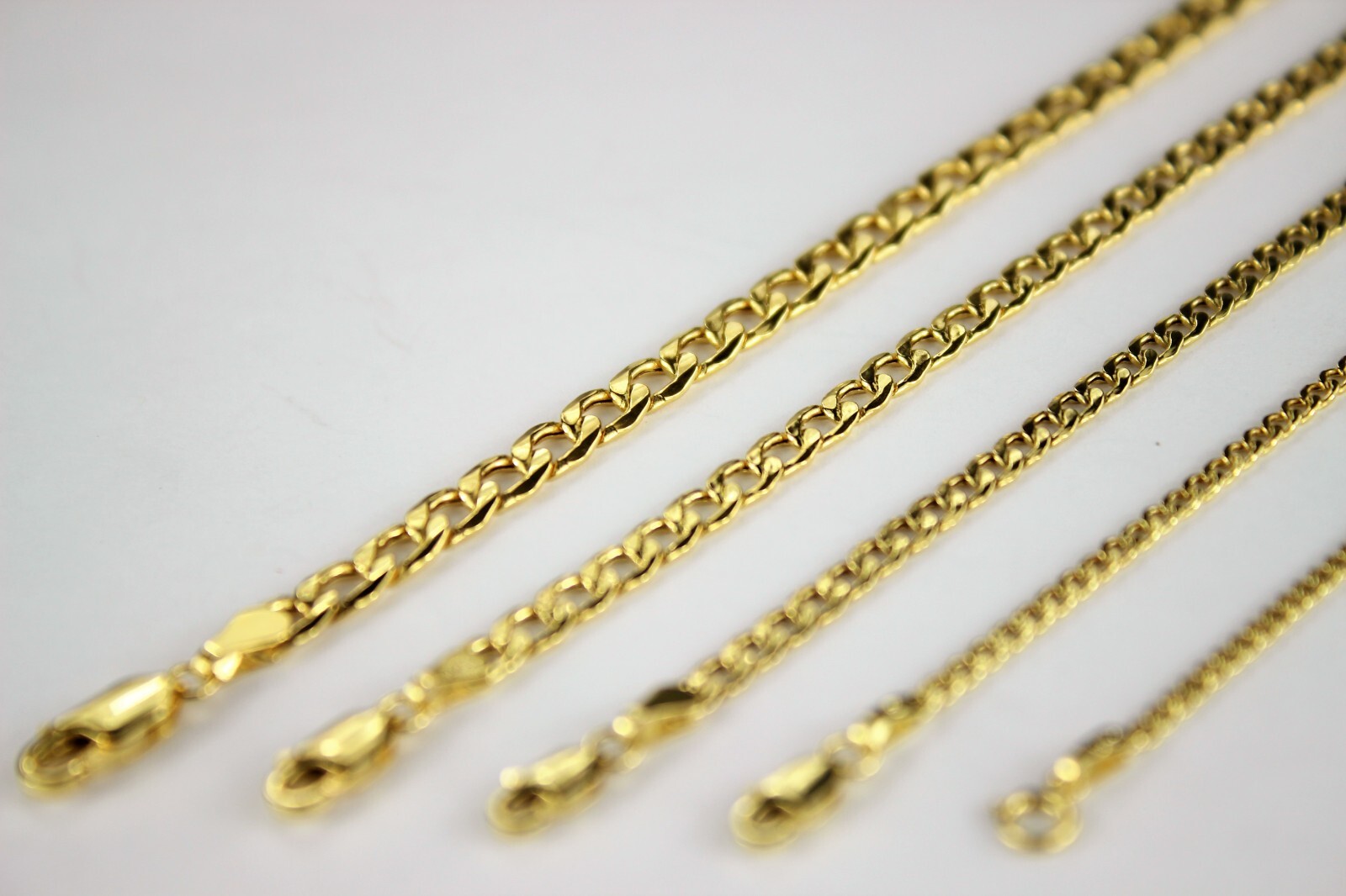 10K Yellow Gold 2mm-7mm Curb Cuban Chain Link Necklace Bracelet 7″ – 30″ Hollow