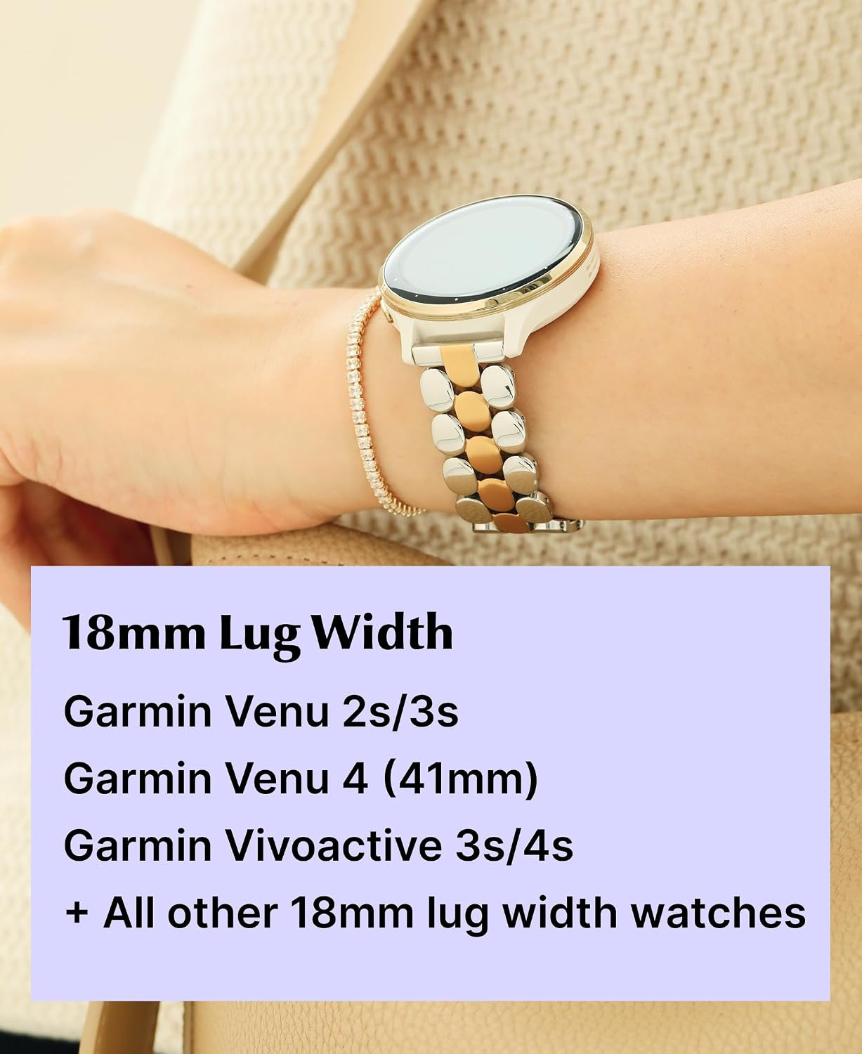 18Mm Dressy Watch Bands for Garmin Venu 2S Venu 3S Venu 4 (41Mm) Vivoactive 4S V