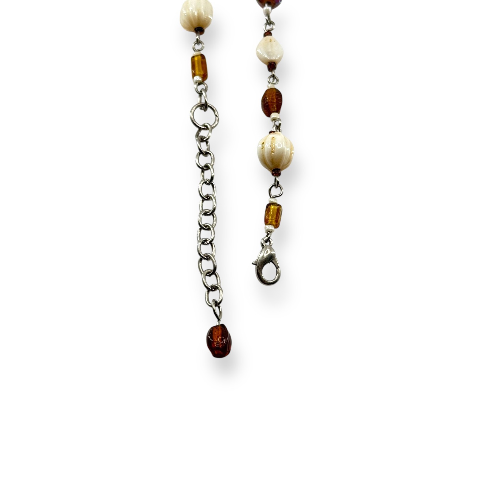 VTG Faux Bone Beaded Gemstone Necklace Earring Set Multicolor Hand Made Pendant