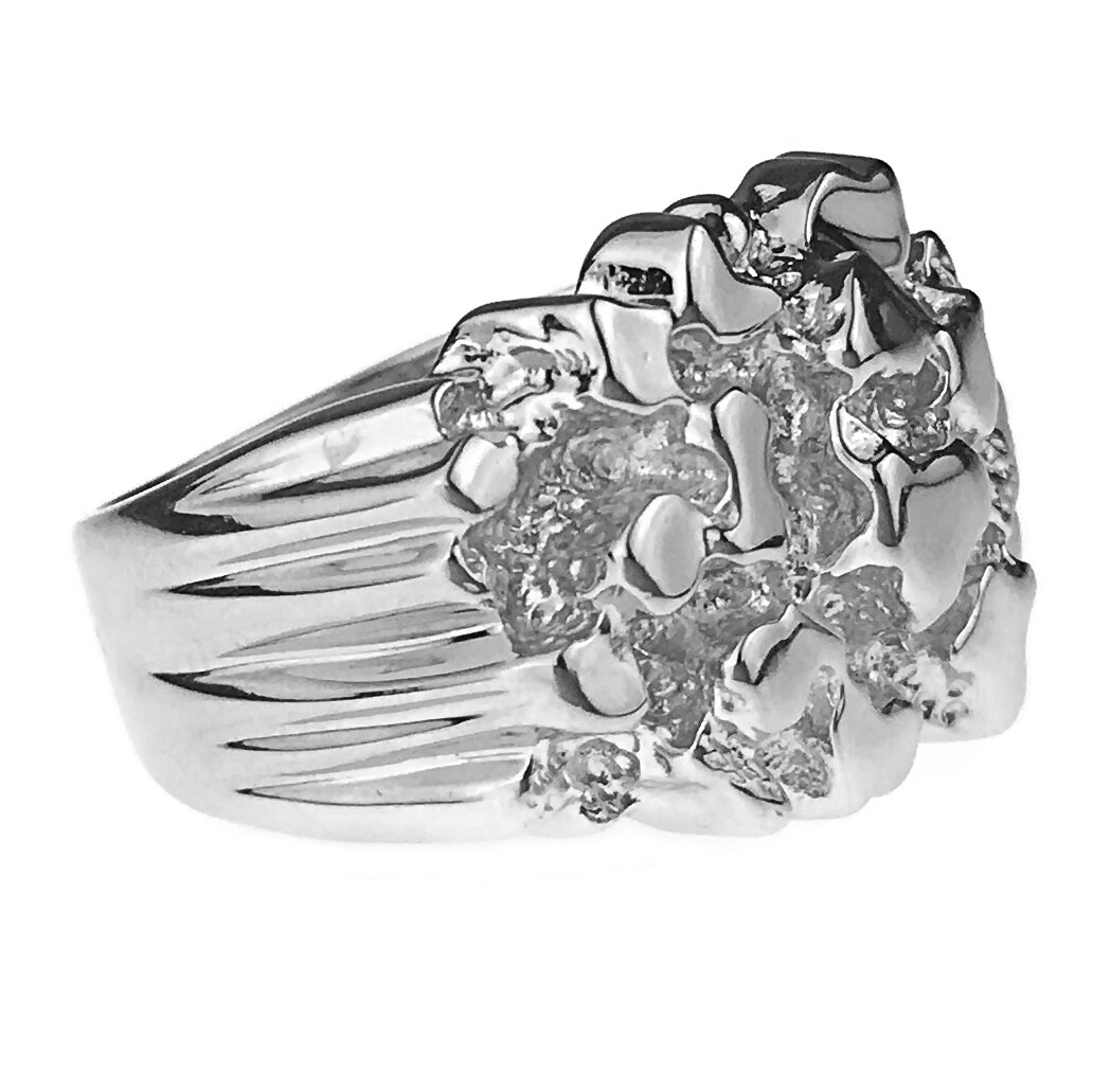 Men’s Solid 925 Sterling Silver Nugget Ring Brutalist Anillo De Plata Pinky 6-13