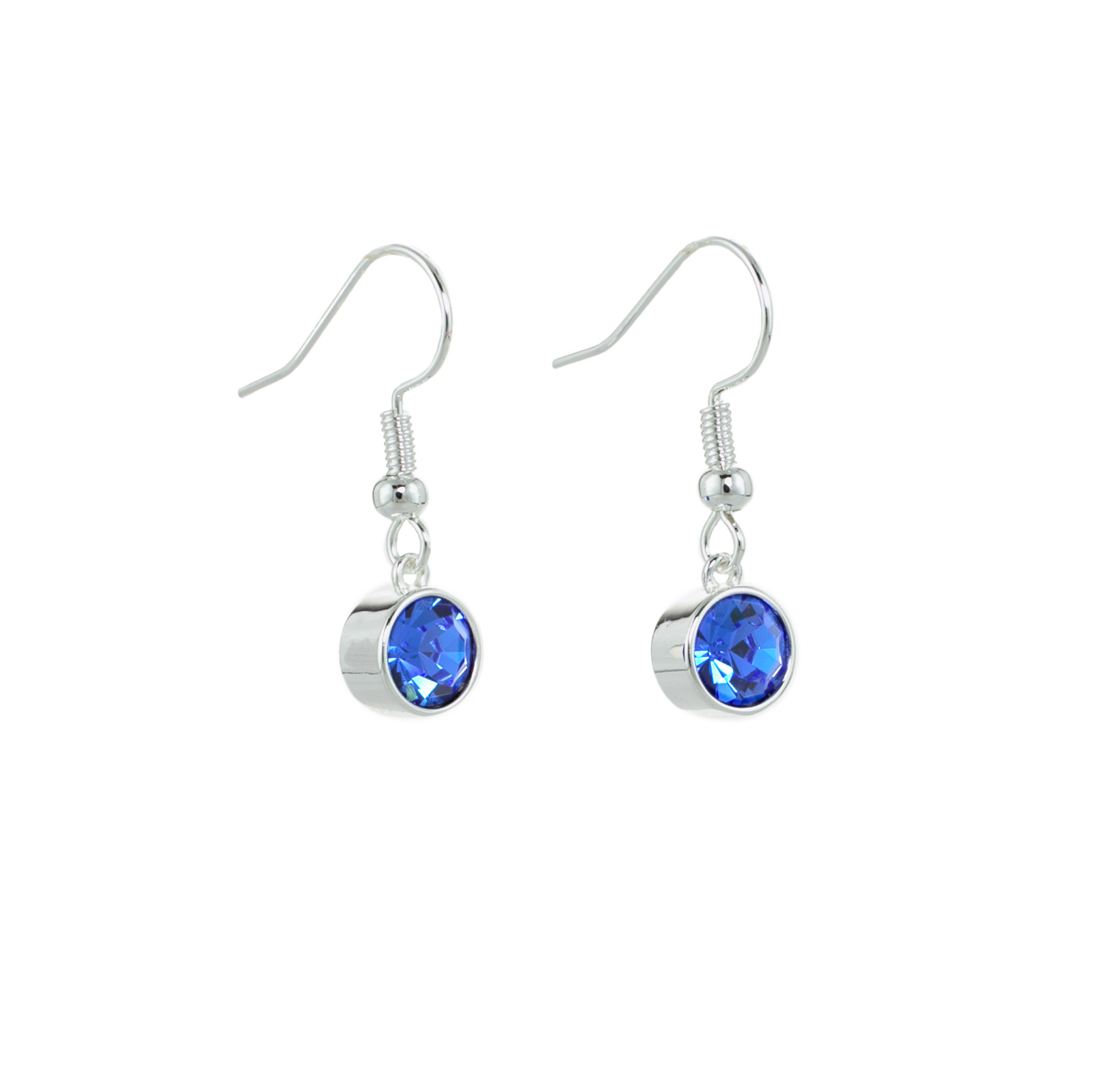 September Drop Earrings, Sapphire Blue Bohemian Crystal, Silver Birthstone