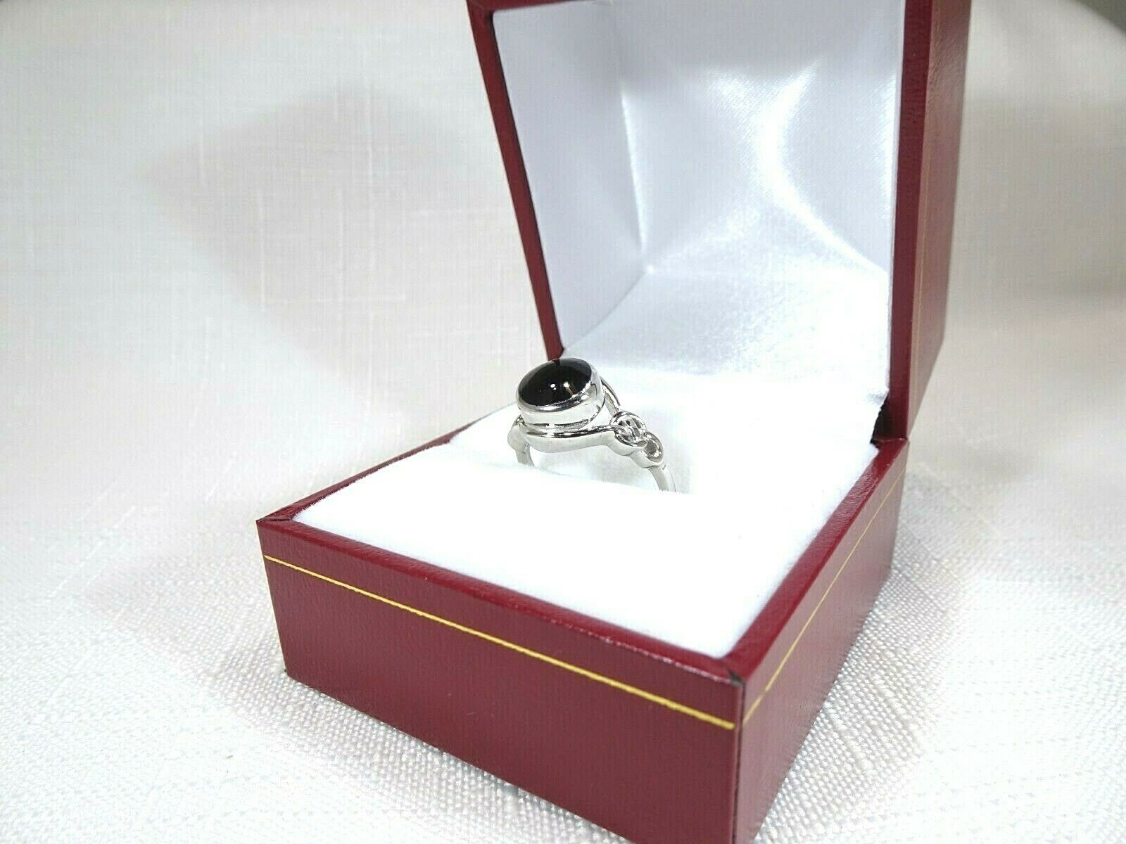 Lab-Created Black Onyx Solid Sterling Silver Celtic Knot Ring-size US (7) AU (O)