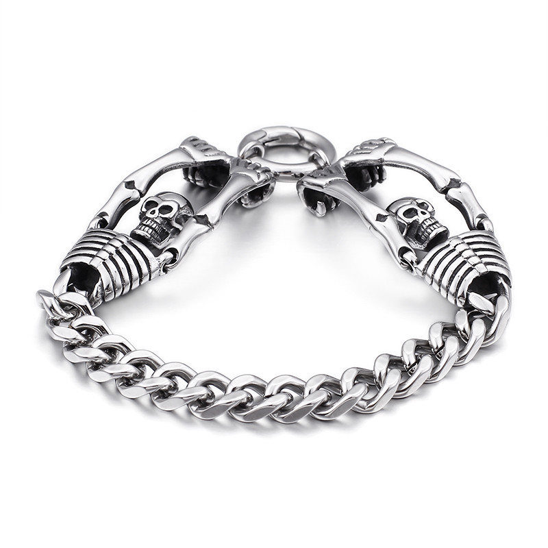 Pure Stainless steel Sexy skeleton design Link Chain bracelet Bangle Mens 8.26”