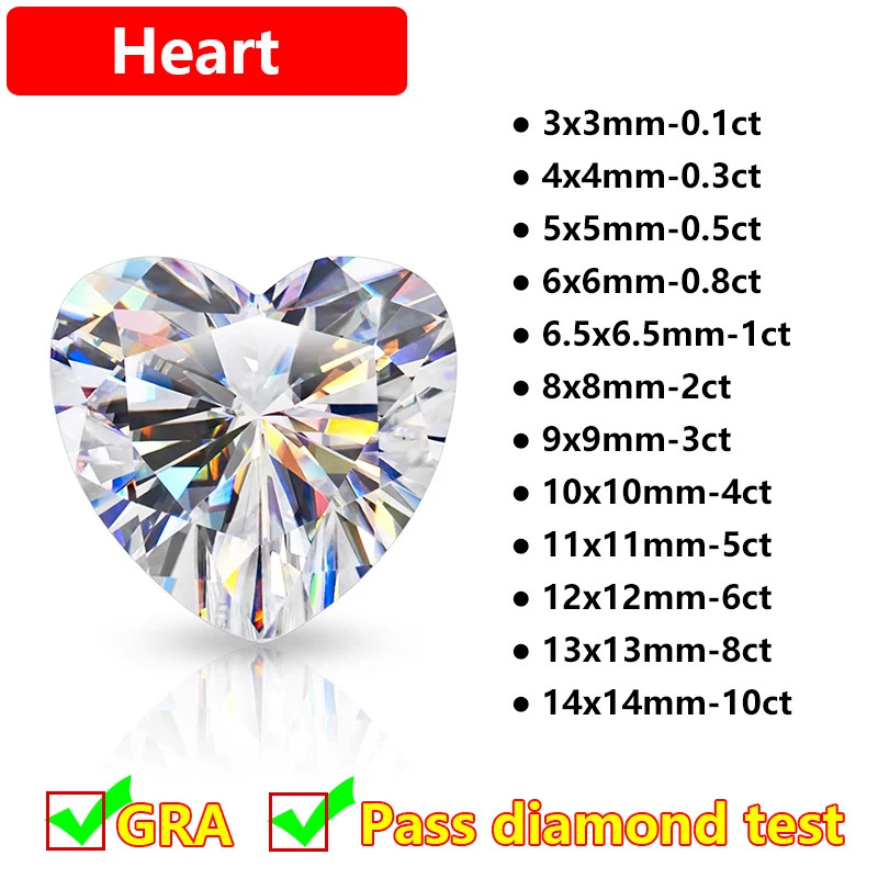 1-10ct Full Shape Moissanite Loose Stone D Color Moissanite Gemstones Wholesales