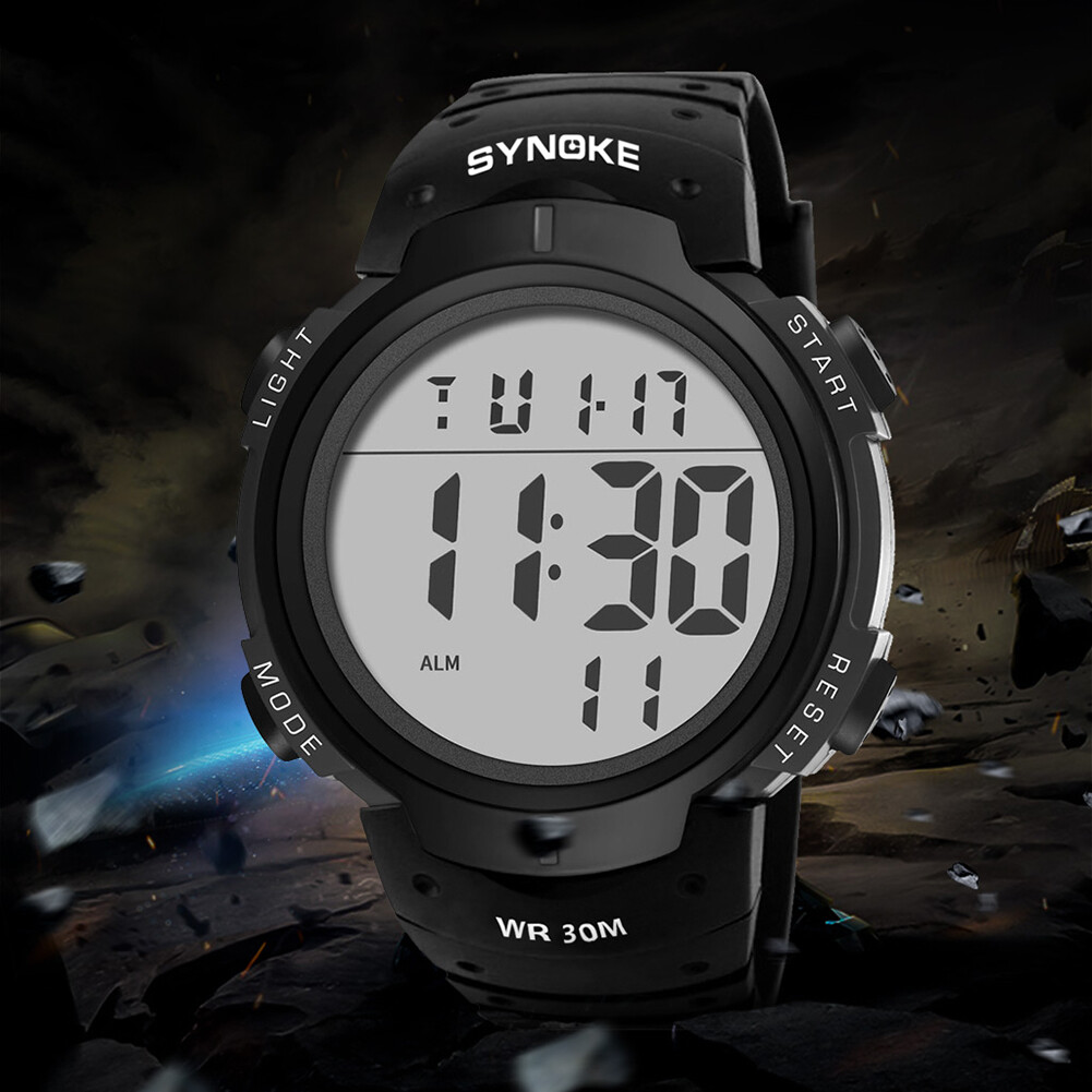 SYNOKE LED Digital Sport Watch Stopwatch Date Military Waterproof Men Wristwatch