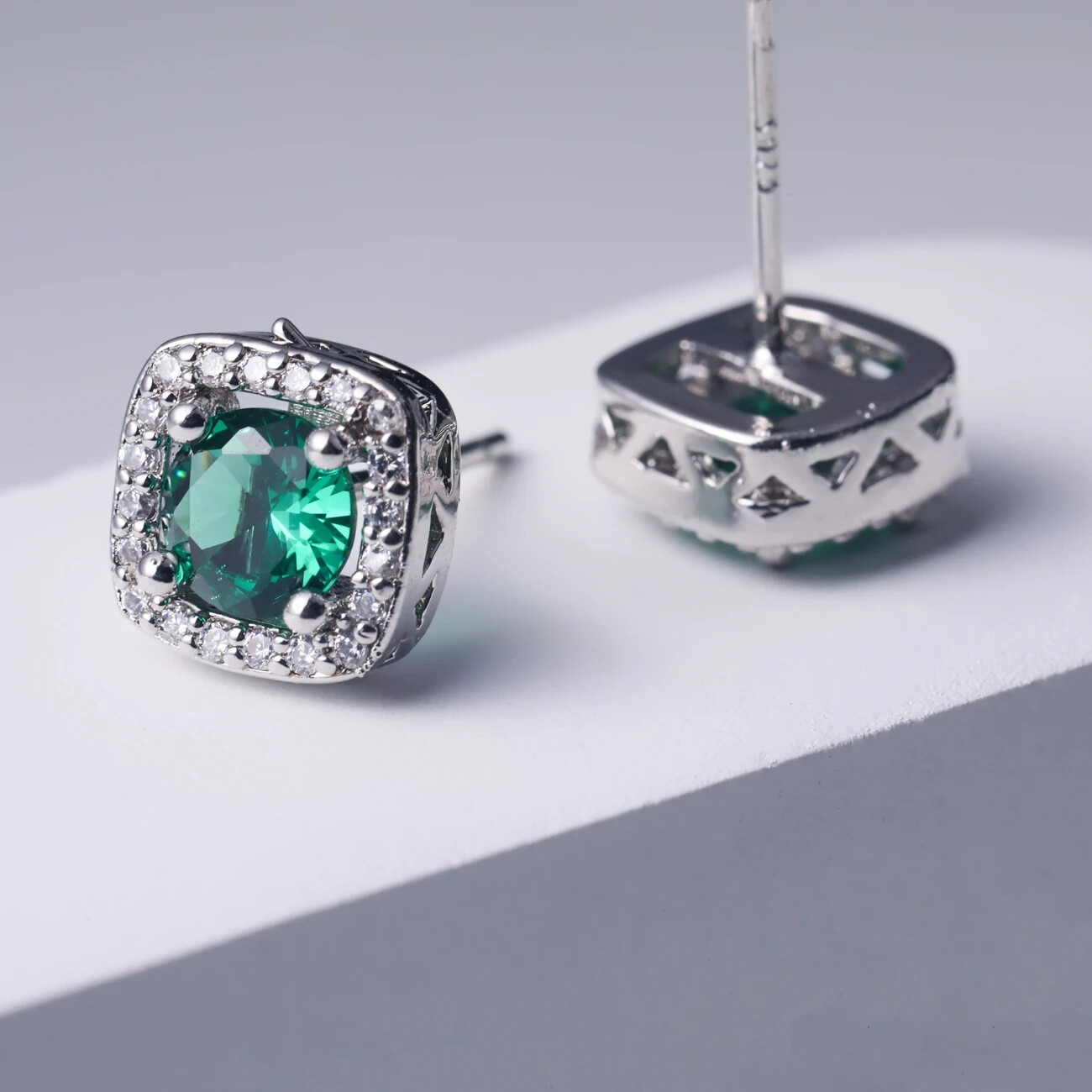 Ring Necklace & Earring Set 14K Yellow Gold Plated Round Lab Created Emerald
