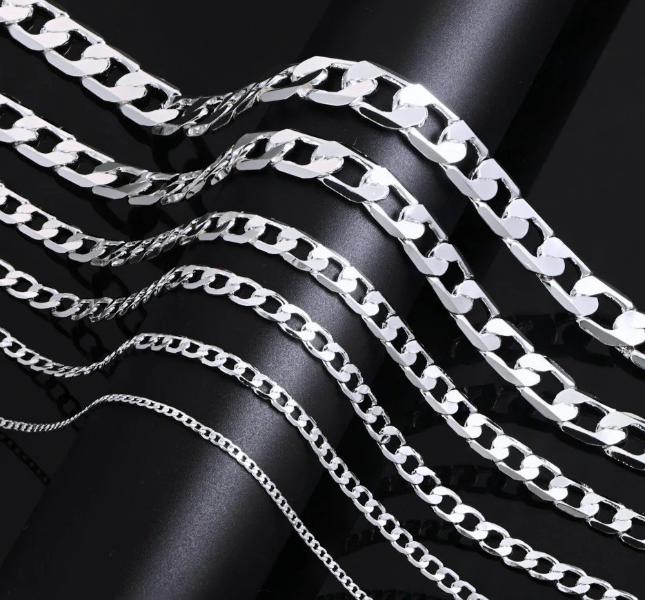 925 Sterling Silver Link Chain Necklace 2-12mm Unisex 40-75cm