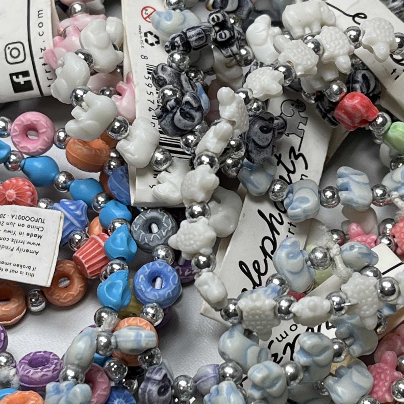 Lot Of 100 Trrtlz Kids Stretch Bracelets Mixed colors and Styles
