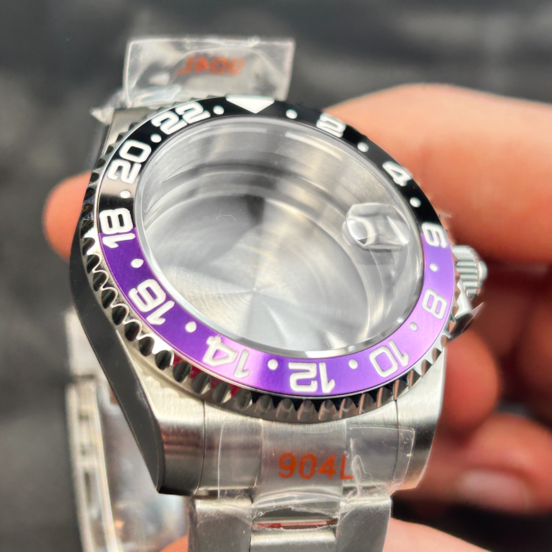 40MM SUB GMT Purple Black Watch Case Sapphire 20ATM Brushed Fit NH34 NH35A NH36