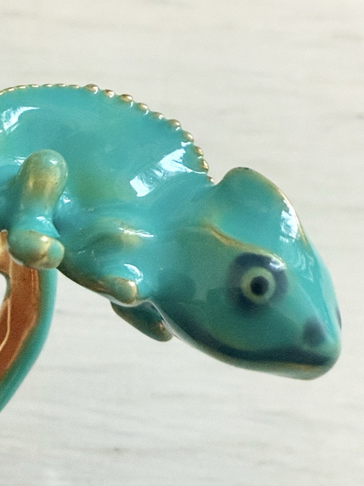 Chameleon Green Lizard Unique Enamel ring size 8 Gift Tropical Jewelry NEW