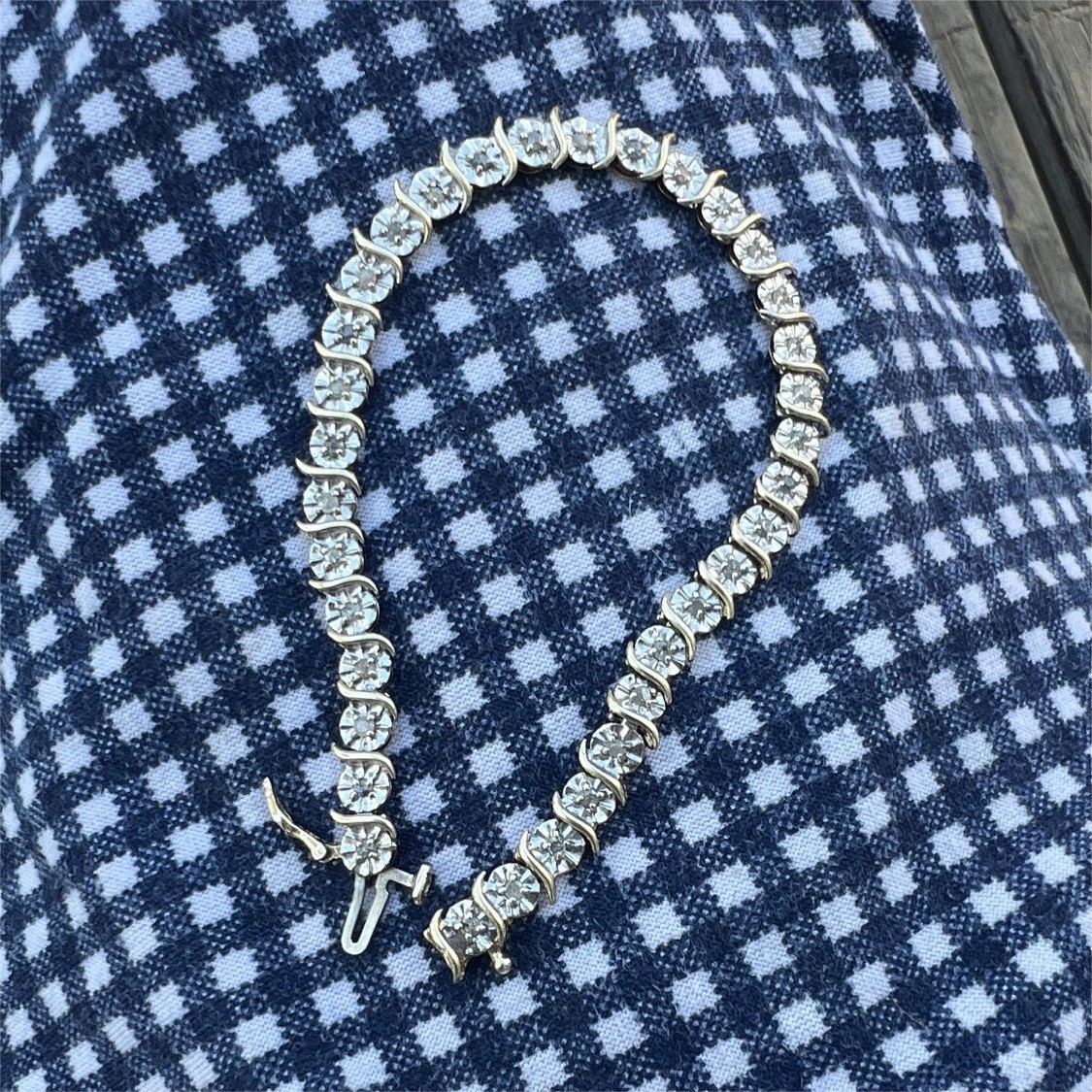 10k gold diamond tennis Bracelet Box Clasp