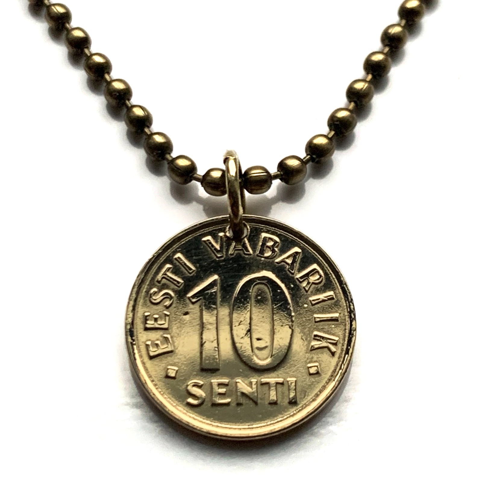 1992 Estonia 10 Snt coin pendant blue lions Eesti riigivapp Tallinn Tartu 001774